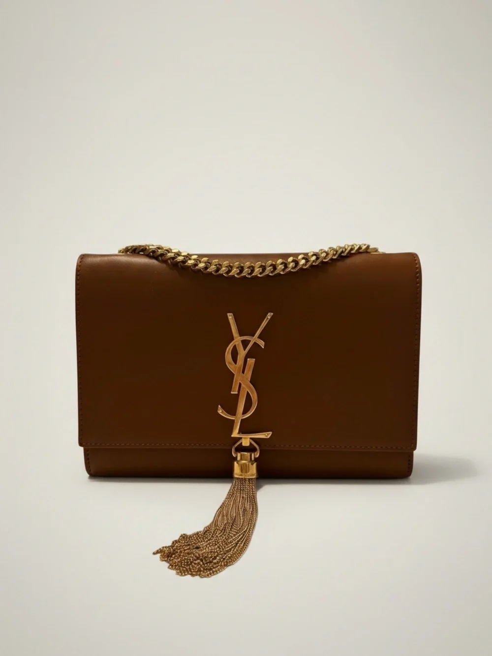 Yves Saint Laurent YSL Kate Tassle Tan/Gold Chain Shoulder Bag